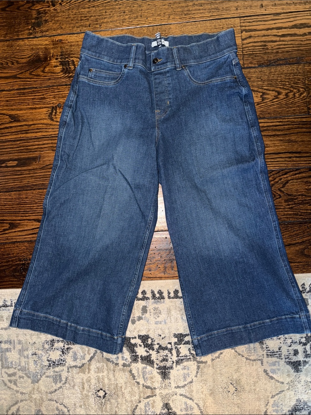 SPANX Wide Leg Crop Jeans in Classic Blue